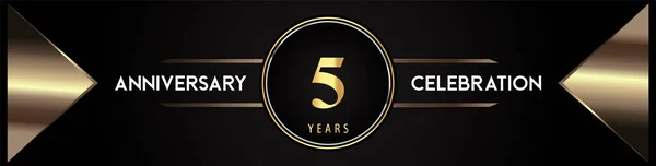 Years Anniversary Celebration Logo Gold Number Metal Triangle Shapes Black — Stock vektor