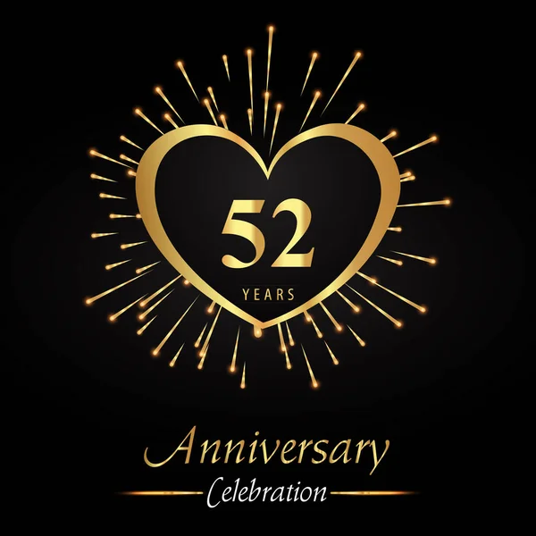 Years Anniversary Celebration Golden Heart Fireworks Isolated Black Background Premium — 图库矢量图片