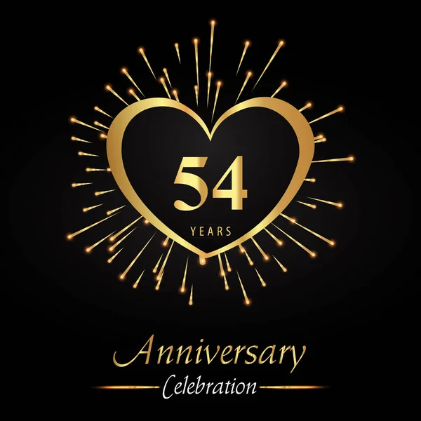 Years Anniversary Celebration Golden Heart Fireworks Isolated Black Background Premium — Διανυσματικό Αρχείο