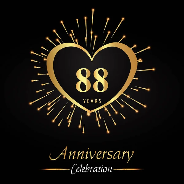 Years Anniversary Celebration Golden Heart Fireworks Isolated Black Background Premium — Image vectorielle