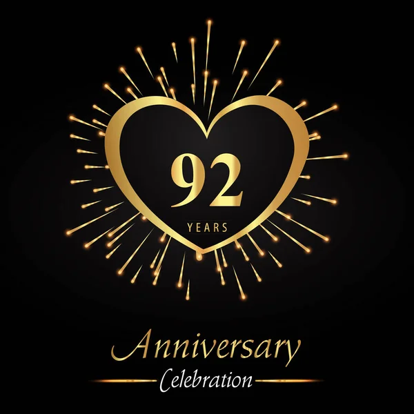 Years Anniversary Celebration Golden Heart Fireworks Isolated Black Background Premium — Stock Vector