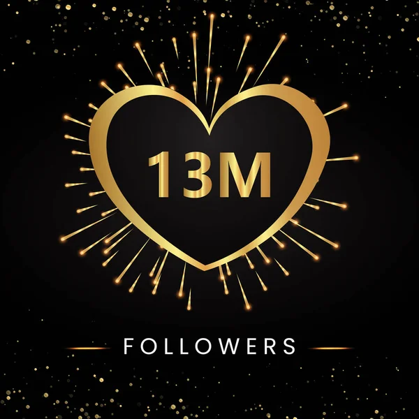 Дякую Мільйонів Послідовників Золотим Серцем Феєрверками Золотим Боке Ізольованим Чорному — стоковий вектор