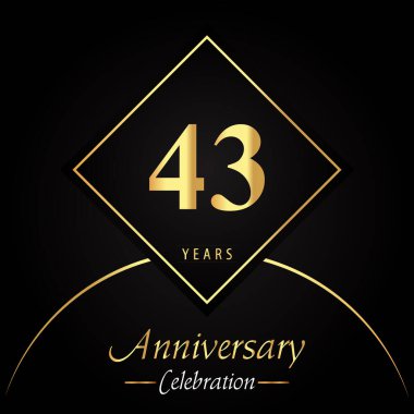 71 years anniversary celebration with gold square frames and circle shapes on black background. Premium design for birthday party, poster, banner, graduation, weddings, jubilee, greetings card.