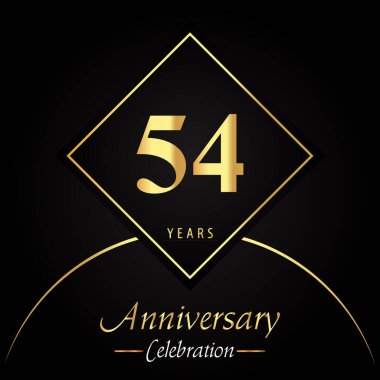 71 years anniversary celebration with gold square frames and circle shapes on black background. Premium design for birthday party, poster, banner, graduation, weddings, jubilee, greetings card.