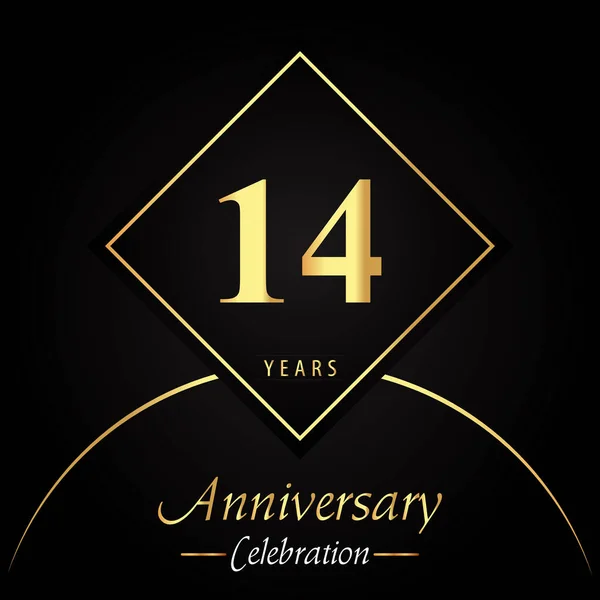 Years Anniversary Celebration Gold Square Frames Circle Shapes Black Background — Vector de stock