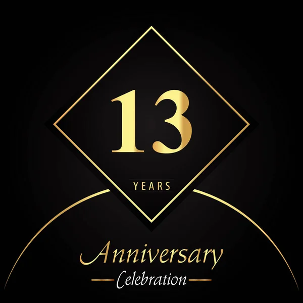 Years Anniversary Celebration Gold Square Frames Circle Shapes Black Background — Archivo Imágenes Vectoriales