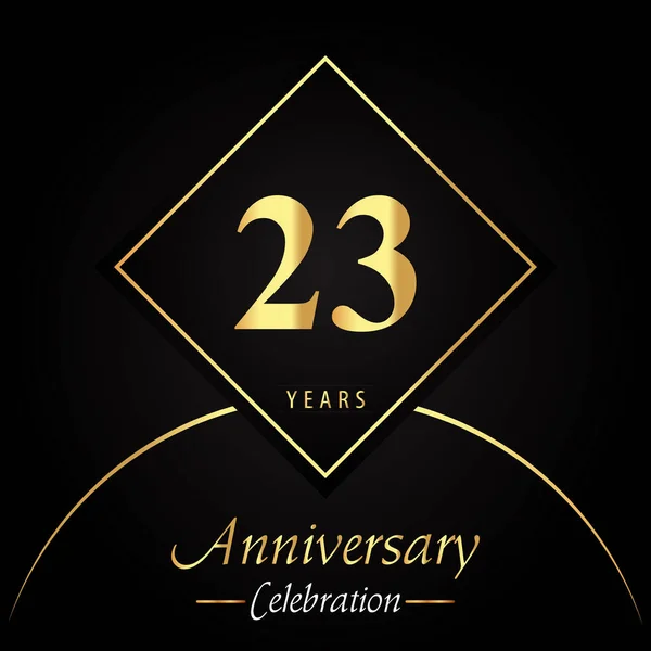 Years Anniversary Celebration Gold Square Frames Circle Shapes Black Background — Stockový vektor