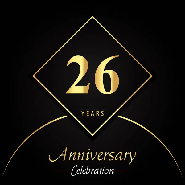 Years Anniversary Celebration Gold Square Frames Circle Shapes Black Background — Stock vektor
