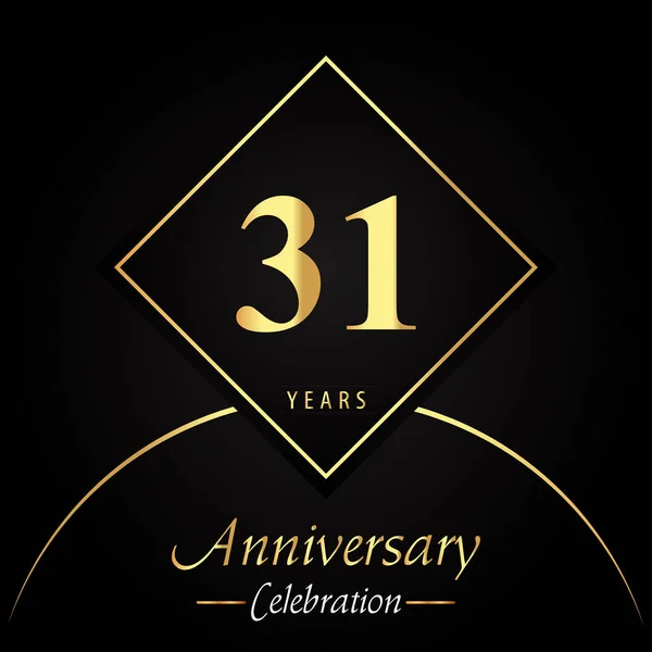 Years Anniversary Celebration Gold Square Frames Circle Shapes Black Background — ストックベクタ