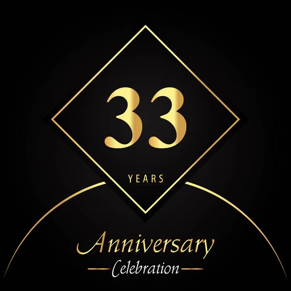 Years Anniversary Celebration Gold Square Frames Circle Shapes Black Background — ストックベクタ