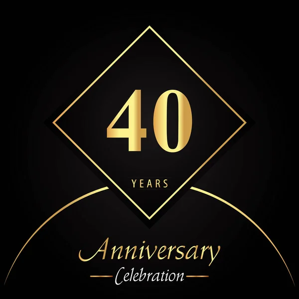 Years Anniversary Celebration Gold Square Frames Circle Shapes Black Background — Vector de stock