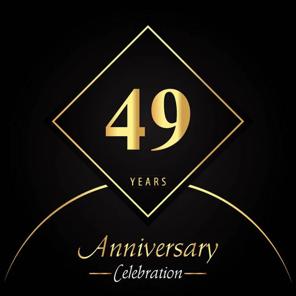 Years Anniversary Celebration Gold Square Frames Circle Shapes Black Background — Vector de stock