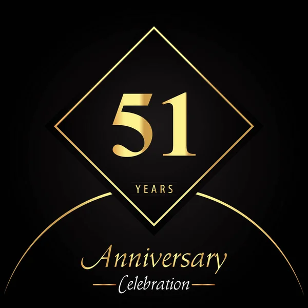 Years Anniversary Celebration Gold Square Frames Circle Shapes Black Background — Archivo Imágenes Vectoriales