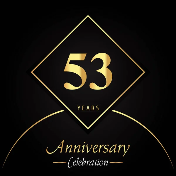 Years Anniversary Celebration Gold Square Frames Circle Shapes Black Background — Wektor stockowy