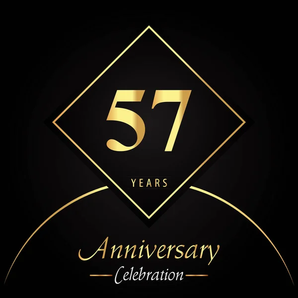 Years Anniversary Celebration Gold Square Frames Circle Shapes Black Background — Stockvector