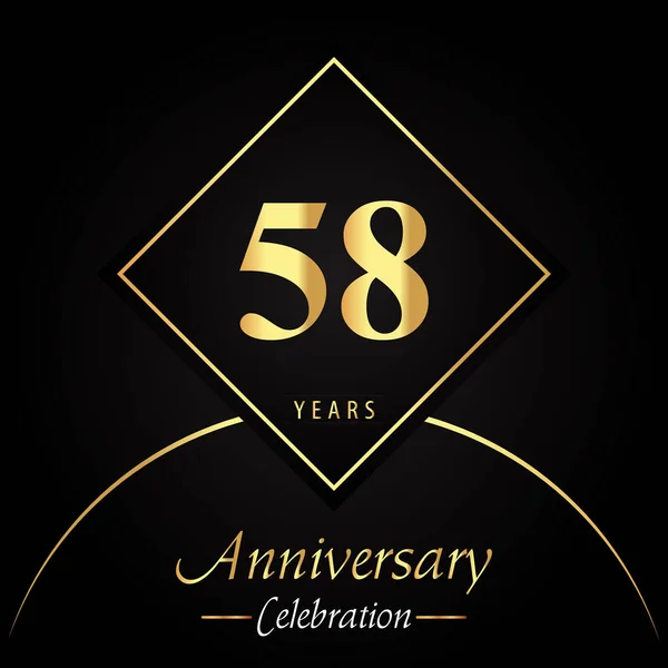 Years Anniversary Celebration Gold Square Frames Circle Shapes Black Background — Archivo Imágenes Vectoriales