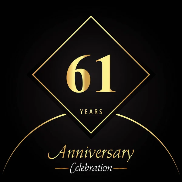 Years Anniversary Celebration Gold Square Frames Circle Shapes Black Background — Archivo Imágenes Vectoriales