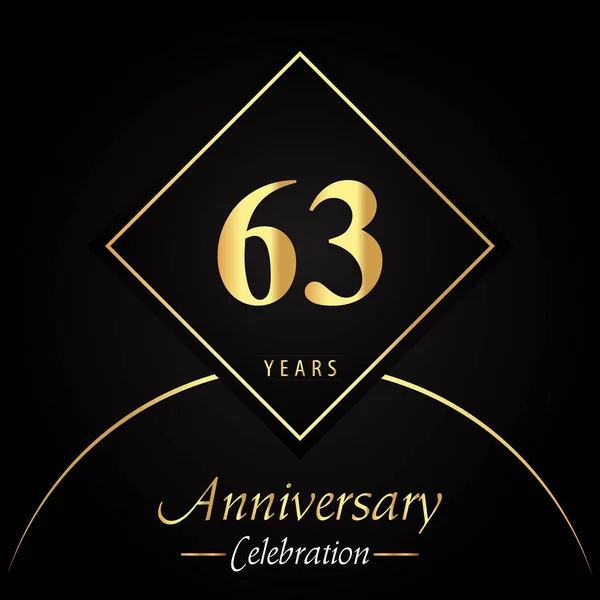 Years Anniversary Celebration Gold Square Frames Circle Shapes Black Background — Stock Vector