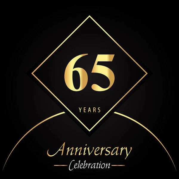 Years Anniversary Celebration Gold Square Frames Circle Shapes Black Background — Stockvector