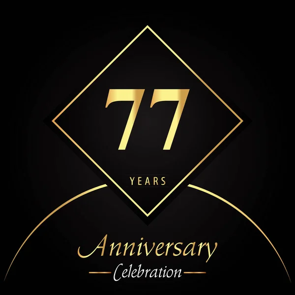 Years Anniversary Celebration Gold Square Frames Circle Shapes Black Background — Stock vektor