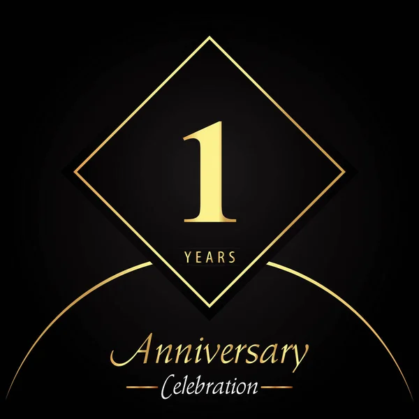 Years Anniversary Celebration Gold Square Frames Circle Shapes Black Background — 图库矢量图片