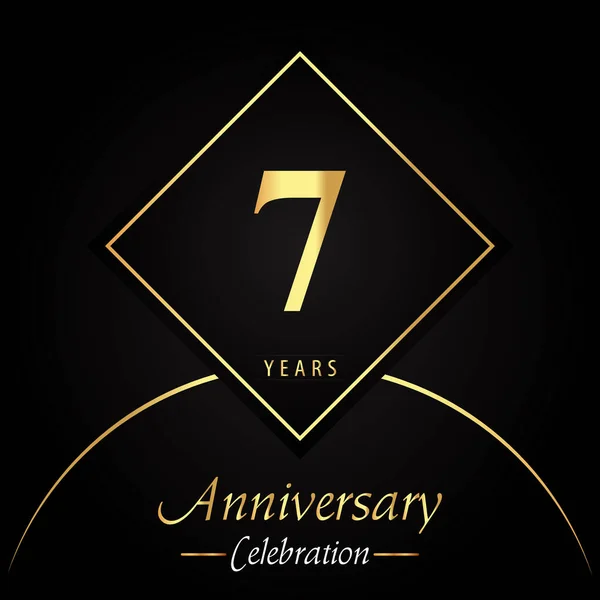 Years Anniversary Celebration Gold Square Frames Circle Shapes Black Background — Archivo Imágenes Vectoriales