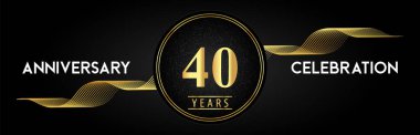 46 Years Anniversary Celebration with Golden Waves and Circle Frames on Luxury Background. Premium Design for banner, poster, graduation, weddings, happy birthday, greetings card and, jubilee.
