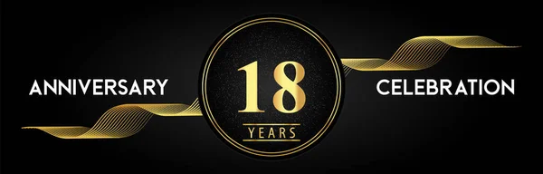 Years Anniversary Celebration Golden Waves Circle Frames Luxury Background Premium — Stockvector