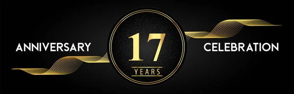 Years Anniversary Celebration Golden Waves Circle Frames Luxury Background Premium — Archivo Imágenes Vectoriales