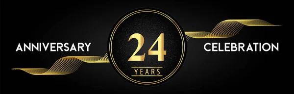 Years Anniversary Celebration Golden Waves Circle Frames Luxury Background Premium — ストックベクタ