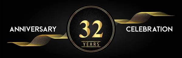 Years Anniversary Celebration Golden Waves Circle Frames Luxury Background Premium — Archivo Imágenes Vectoriales