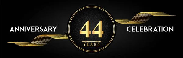 Years Anniversary Celebration Golden Waves Circle Frames Luxury Background Premium — Vetor de Stock