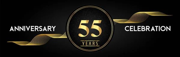 Years Anniversary Celebration Golden Waves Circle Frames Luxury Background Premium — Stock vektor