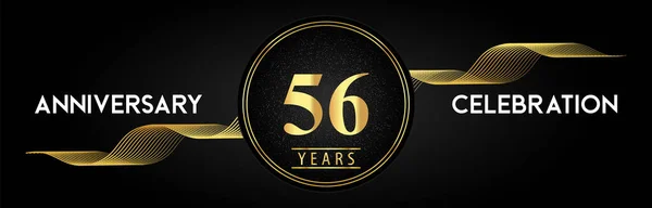 Years Anniversary Celebration Golden Waves Circle Frames Luxury Background Premium — Wektor stockowy