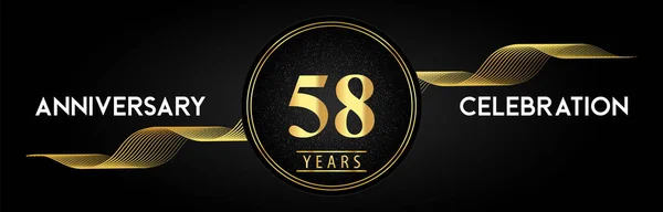Years Anniversary Celebration Golden Waves Circle Frames Luxury Background Premium — Stock vektor