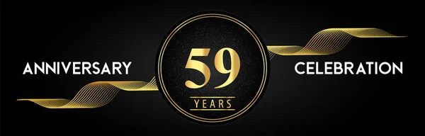 Years Anniversary Celebration Golden Waves Circle Frames Luxury Background Premium — Archivo Imágenes Vectoriales