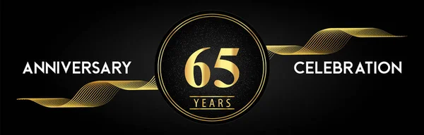 Years Anniversary Celebration Golden Waves Circle Frames Luxury Background Premium — Vettoriale Stock