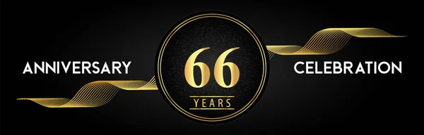 Years Anniversary Celebration Golden Waves Circle Frames Luxury Background Premium — Vettoriale Stock