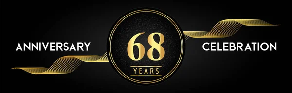 Years Anniversary Celebration Golden Waves Circle Frames Luxury Background Premium — 스톡 벡터