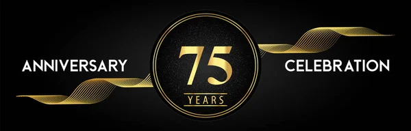 Years Anniversary Celebration Golden Waves Circle Frames Luxury Background Premium — Stockvektor