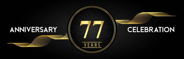 Years Anniversary Celebration Golden Waves Circle Frames Luxury Background Premium — 图库矢量图片