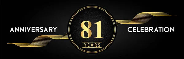 Years Anniversary Celebration Golden Waves Circle Frames Luxury Background Premium — Stock vektor