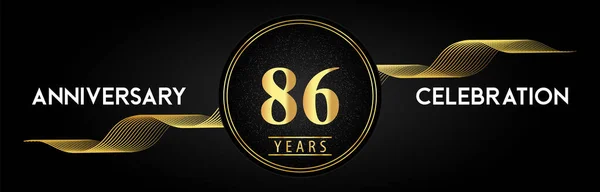 Years Anniversary Celebration Golden Waves Circle Frames Luxury Background Premium — Stock Vector