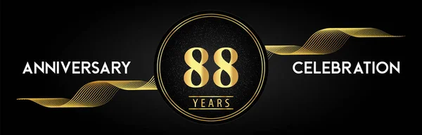 Years Anniversary Celebration Golden Waves Circle Frames Luxury Background Premium — Archivo Imágenes Vectoriales