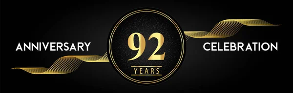 Years Anniversary Celebration Golden Waves Circle Frames Luxury Background Premium — Image vectorielle