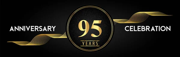 Years Anniversary Celebration Golden Waves Circle Frames Luxury Background Premium — Stock vektor