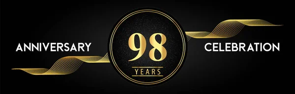 Years Anniversary Celebration Golden Waves Circle Frames Luxury Background Premium — Stockvector