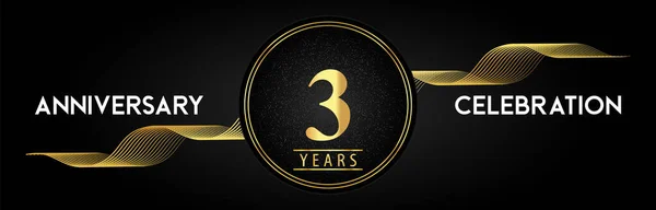 Years Anniversary Celebration Golden Waves Circle Frames Luxury Background Premium — Stock vektor