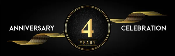 Years Anniversary Celebration Golden Waves Circle Frames Luxury Background Premium — Archivo Imágenes Vectoriales