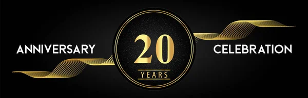 Years Anniversary Celebration Golden Waves Circle Frames Luxury Background Premium Ilustración de stock